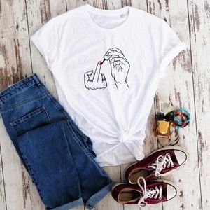Feminist t shirt, flicking off finger shirt